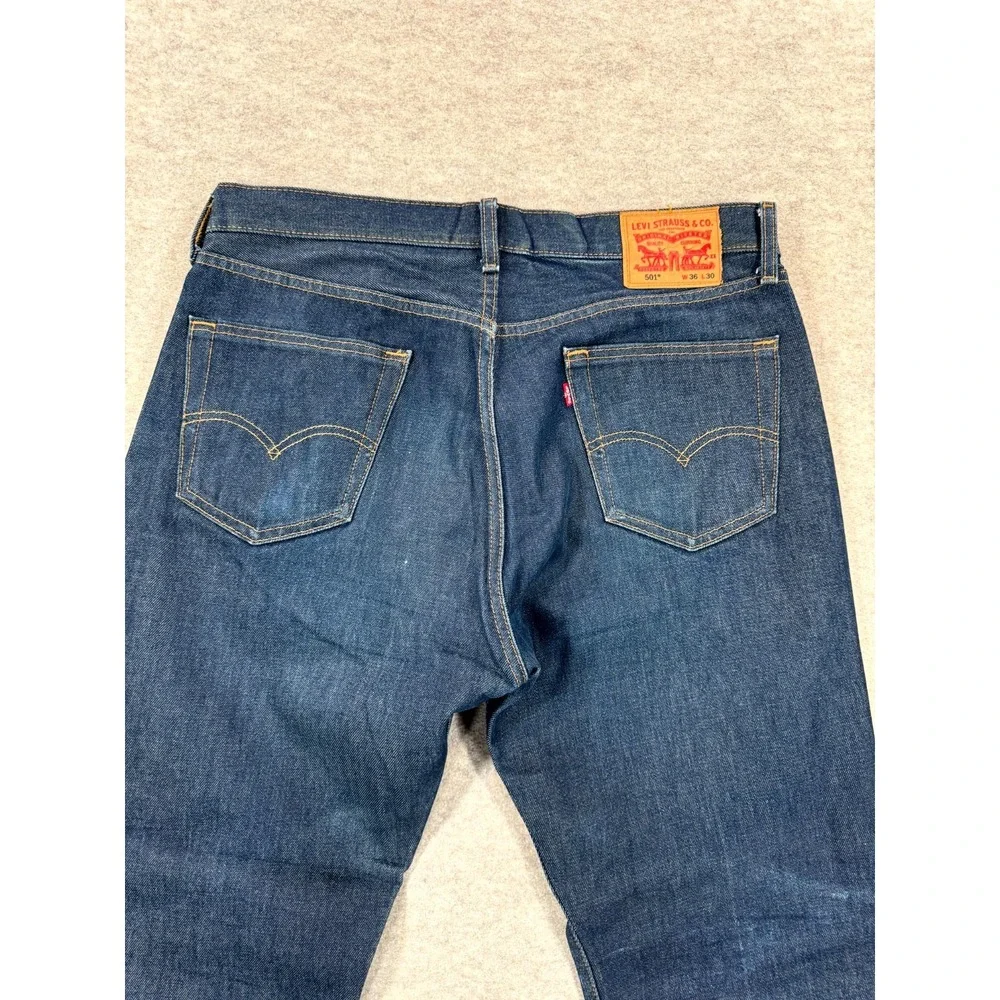 Levi's 501 Jeans Mens 36x30 Blue Denim Red Tab High Rise Button Fly Straight Leg